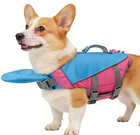 Chaleco Salvavidas para Perros - Flotador con Protección Antiasfixia,Chaleco Salvavidas Reflectante para Perros,para Razas pequeñas Grandes Exteriores Camping Piscina Playa Lago río