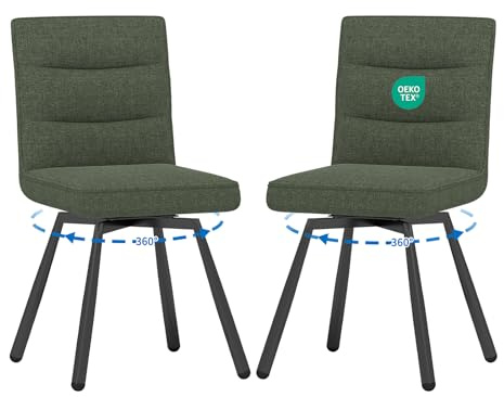 WAFTING Esszimmerstuhl 2er Set Drehbar, Polsterstuhl aus Leinenstoff mit Metallbeinen,Esszimmerstühle modern,Geeignet für Esszimmer,Küche, und Wohnzimmer,Grün