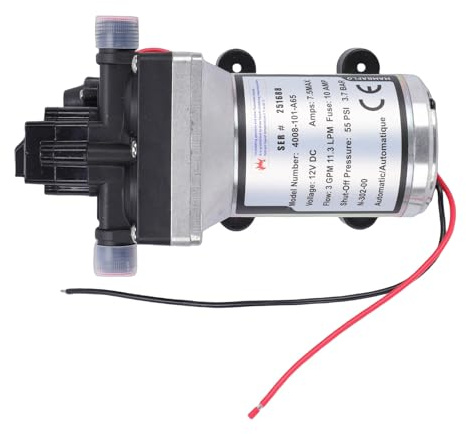 Xiuganpo Pompe à Eau pour Camping-car, 3,0 GPM, Pompe à Eau Auto-amorçante en Métal à Faible Bruit 12 V, à Marine avec 6 Accessoires pour Véhicules de Camping, Remorques, cars, Petits Bateaux