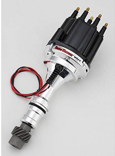 Pertronix D110810 Flame-Thrower Plug and Play Non Vakuum Advance Black Male Cap Billet Elektronischer Verteiler mit Zündgerät II Technologie für Oldsmobile V8