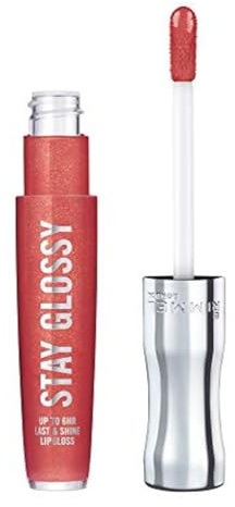 Rimmel Stay Glossy Lip Gloss - Non-Sticky and Lightweight Formula for Lip Color and Shine - 640 All Day Seduction, .18oz