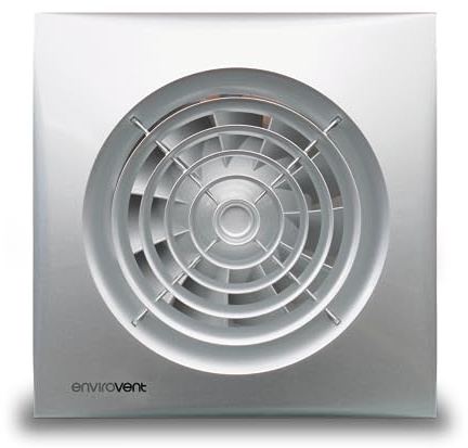 Envirovent SIL100SSILVER Silent Extractor Fan Matt Chrome/Silver Finish (NO timer)