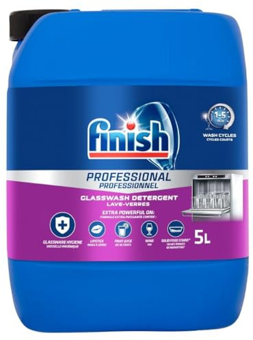 Finish, Spülmaschinen-Flüssigkeit, 5,0 l, Glasspülmittel, Profi-Serie, geeignet für gewerbliche Geschirrspüler