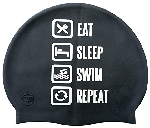 Swimxwin Cuffia in Silicone Repeat Nero | Cuffia da Nuoto| Grande Comfort e aderenza | Design e Stile Italiano