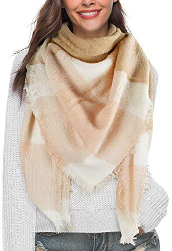 heekpek Écharpe Chale Femme Cachemire Imitation Chaud Automne Hiver Grand Plaid Tissu Glands Foulard (Rose)