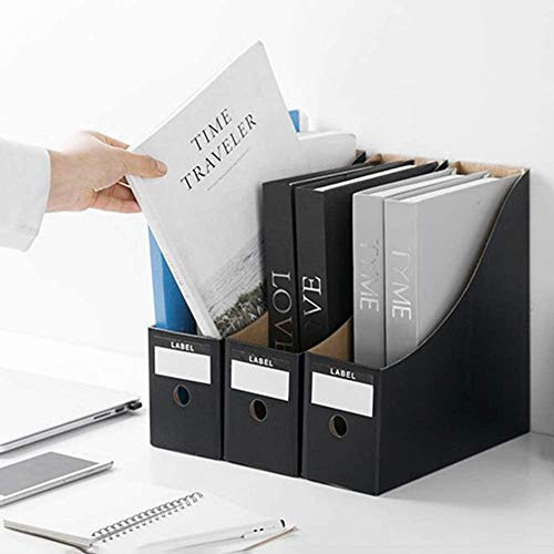 ITODA 3 Pack File Magazine Holder Waterproof Cardboard File Rack Storage Organizer Box Desktop Standing Collector Document File Divider Sorter Shelf Paperwork Organiser for School Office Home Library