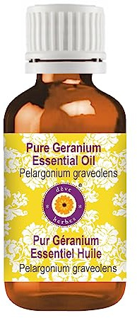 Dève herbes pur l'huile essentielle de géranium (Pelargonium Graveolens) 100% naturel de qualité thérapeutique (