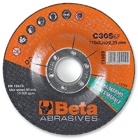 Beta 11069 Disques à tronçonner 115x3.2 pour pierre et marbre pour meuleuse, diamètre 115 mm, épaisseur 3,2 mm, trou 22,23 mm