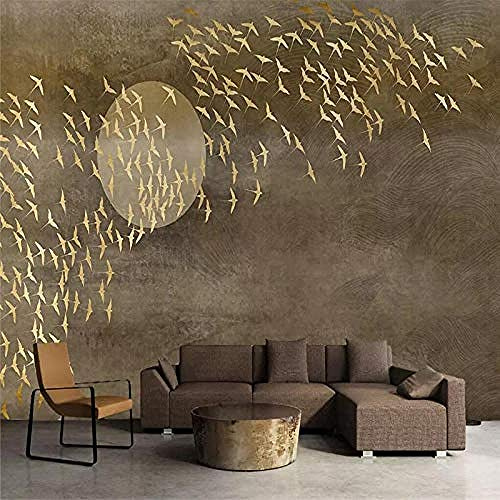 Kreative Goldtausend Vögel Tapete für Kinder S Zimmer Wohnzimmer TV Hintergrund Moderne Tapete wandpapier fototapete 3d effekt tapete tapeten Wohnzimmer Schlafzimmer-350cm×256cm