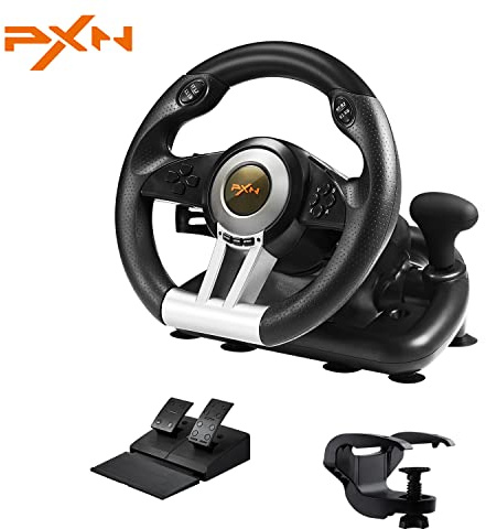 PXN Steering Wheel V3PRO 180° PC Gaming Racing Wheel Driving Wheel, with Linear Pedals and Racing Paddles for PC, PS4, Xbox One, Xbox Series X|S, and Switch - Black