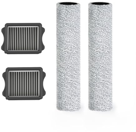 Tineco Replacement 2 Dry Filter & 2 Brush Roller for S9 Artist Pro, S9 Artist/ S7 Stretch/S6 Stretch Steam Series, S7 Artist, S7 Stretch Ultra, i5/i6 Stretch, Stretch S6, Switch i5/S6 Stretch Breeze