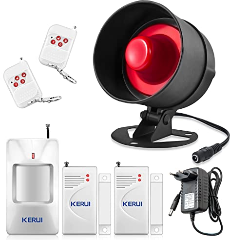 Allarme Casa Senza Fili, Sistemi di Allarme Domestico 115 dB con 2 Allarme Porta 1 Sensore Movimento 2 Telecomandi 1 Sireno, Ring Alarm Antifurto Casa per Garage,Magazzino