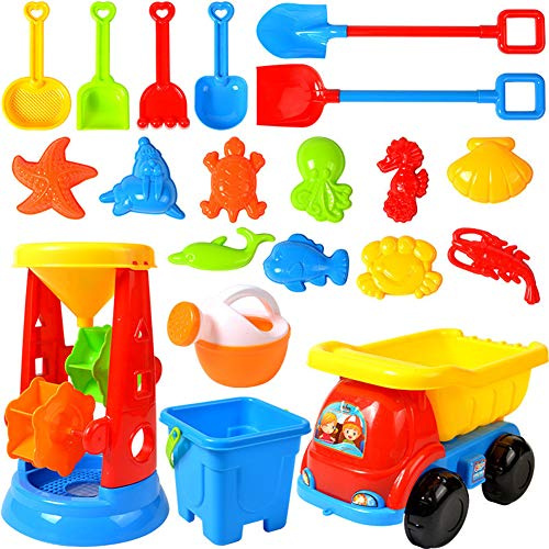 Bakermiche Strand Sand Spielzeug Set Sandkasten-Spielzeug Soft Plastic Sandspielzeug Netzbeutel für Kinder Outdoor Aktivität Wasser Spielzeug Outdoor Tool Kit Geschenk für Kinder Jungen und Mädchen