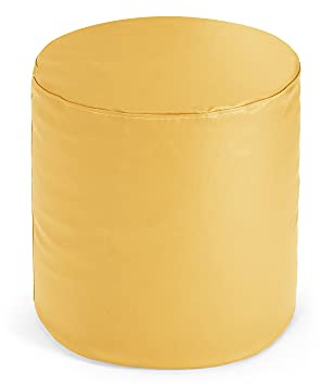 Bepouf - Poggiapiedi Rotondo Morbido in Ecopelle con Imbottitura in Palline di Polistirolo, Poggiapiedi adatto per Camera e Salotto - Dimensione 50x50, Colore Giallo Senape