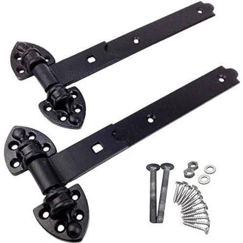 EAI Heavy Reversible Gate Hinges | Heavy Duty 300mm / 12 Inch Black Garage, Stable Door, Gate Hinges | 1 Pair with Fixings