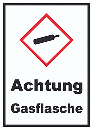 Schild Gasflasche Gas unter Druck hochkant A4 Rückseite selbstklebend