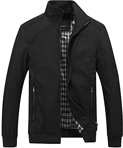 Panegy Giacca da uomo, traspirante, per le mezze stagioni, casual, per il tempo libero, Nero , XXXL