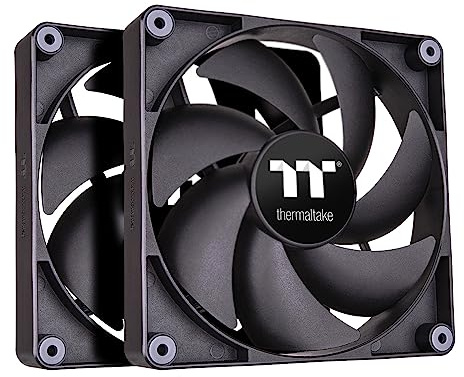 Thermaltake CT140 PC Cooling Fan (2-Fan Pack), Daisy-Chain Design, Fan speeds up to 1500 RPM, 140 mm Hydraulic Bearing Fan, Anti-Vibration mounting, CL-F148-PL14BL-A,Black