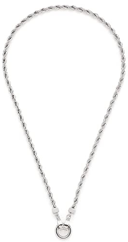 Leonardo Jewels Cordula Halskette, Kette aus Edelstahl mit Clip&Mix Verschluss, silber, Anker-Kette Kordel Optik 43 cm, Damen Schmuck, 023065