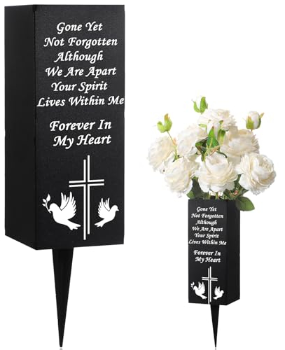 Geosar Friedhofsvasen mit Spikes, Grabvasen für Friedhof, Metall, Beerdigung, Blumenhalter in liebevoller Erinnerung, Gedenkgeschenk für den Verlust eines geliebten Menschen, Grabmarker, Dekoration