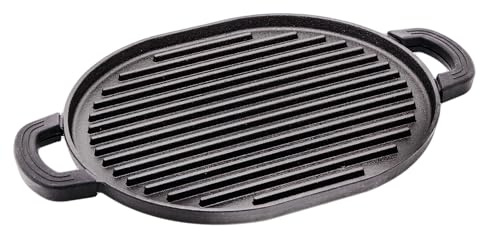 Nuwave Cast Iron Grill, 12.42”x10.21” Non-Stick Grilling Surface, Deep Grill Ridges, Pre-Seasoned, Stay-Cool Silicone Handles, Easy-to-Clean,Oven Safe,Stovetop,BBQ,Fire & Smoker,Induction-Ready,Black