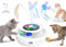 GoldenSun 3-in-1 Interactive Cat Toys for Indoor Cats 2000mAh Type-C Rechargeable Power Balls & Handmade Butterfly Cat Feather Toy Auto On/Off, Cat Teaser with 6 Attachments, Bright White