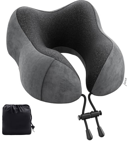 Priksia Reisekissen,Nackenkissen Flugzeug & Auto aus Memory Foam mit samtweichem Bezug,Tragbares Nackenhörnchen Erwachsene für Reise Büro Camping und Haus