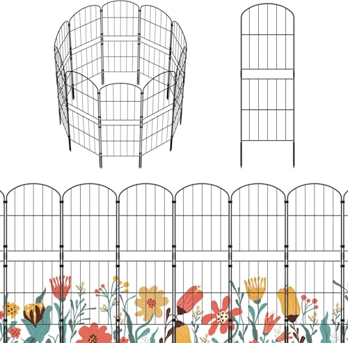 OUSHENG 38in (H) Decorative Garden Fence Fencing, 10ft (L) Rustproof Metal Wire Border Animal Barrier with Plastic Stakes for Dog Yard Patio Outdoor, Arched