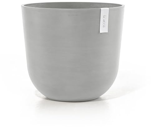 Ecopots Blumentopf Oslo Hell Grau - mit Wasserversorgung - Durchmesser Ø 45 cm rund groß - Pflanzentopf aus Recycling Kunststoff - Übertopf modern für Indoor und Outdoor