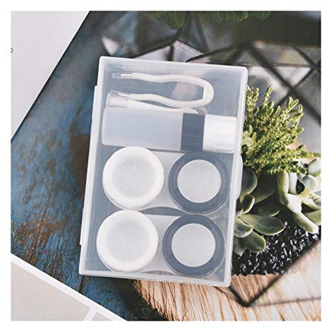 OWLKAY Lens Storage Cases， Contact Lens Cases,Mini Box Container, Two Pairs Easy Carry Contact Lens Care Boxes Unisex Transparent Lens Case Container for Outdoor Travel (Color : D) (Color : C)