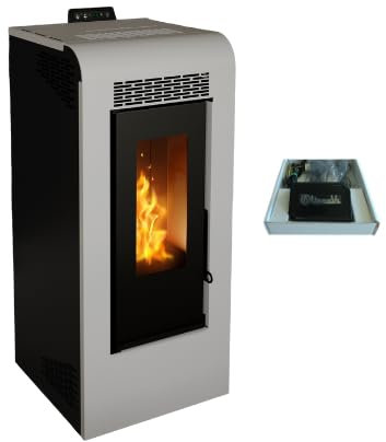 Stufa a Pellet Ventilata Canalizzata Giulia 12 Bianca 11,61 KW 4 Stelle 108 m2 riscaldabili (Stufa Canalizzata + Modulo Wifi)