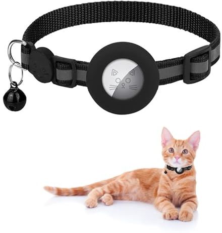 Fayemint Airtag Katzenhalsband mit Glocke, Reflektierend Katzenhalsband, Verstellbares Halsband Katze Schutzhülle, mit Glocke, für Katzen und Kleine Hunde Verschiedener Formen
