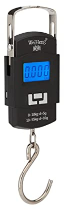 CRBUDY Bilancia da Cucina 50Kg/5g Display Digitale LCD Schermo retroilluminato, Bilancia a Gancio Portatile, Pesca a Doppia precisione, Mini Bilancia Elettronica da Viaggio Acc