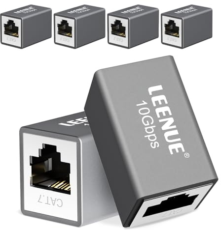 LEENUE Netzwerkkabel Verbinder Cat7, 10 Gbit/s 600 MHz, Silbergrau, 6 Stück | Geschirmt RJ45 Kupplung für LAN Kabel, Netzwerkkabel, Patchkabel, für Cat7 Cat6A Cat6 Verlegekabel