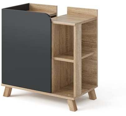 Vicco Mobiletto per lavabo Karen, Sonoma/Antracite, 60 x 65 cm con porta e vani aperti