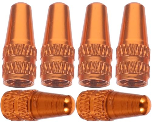 CIYODO 6Stücke Aluminiumlegierung Ventilkappen für Rennrad Französische Ventilkappen für Fahrradreifen Staubschutzkappen Orange