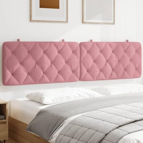 Homgoday Kopfteil-Kissen Bett Kopfkissen Kopfteilpolster Kopfpolster Rückenkissen Wandkissen Bettkopfteil Rückenlehne für Bett Schlafzimme Rosa 200 cm Samt