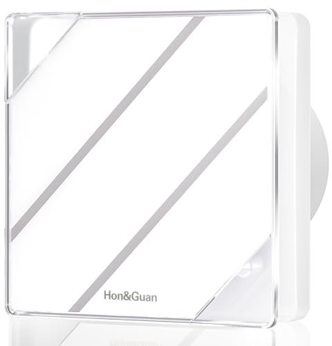 Hon&Guan Ventilador de baño de 100 mm, 95 m³/h, ventilador de baño con sensor de humedad y temporizador, 10 W, silencioso, ventilador de baño, montaje en pared, para baño, inodoro, cubierta de