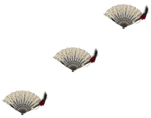 STOBOK 3stücke Stylischer Faltfächer Goldenen Akzenten Eleganter Handfächer Für Cosplay Hochzeiten Und Partys Vintage Design Leicht Und Tragbar Dekorationsaccessoire