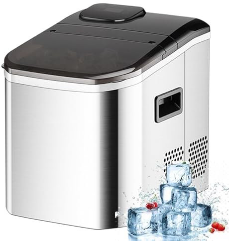 星姿 Máquina de hielo para encimera, 3 vías de recarga de agua, máquina de hielo portátil, autolimpieza, compacta, con tapa transparente, para fiestas, caravanas, hogar, cocina