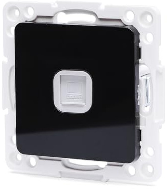 Adattatore per presa internet, tipo tedesco/francese, a 1 via. Colore nero elegante, ideale per ottimizzare la connessione in qualsiasi spazio casa o ufficio.
