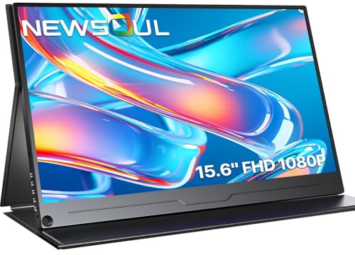 Newsoul Monitor portatile 15,6 pollici, 1080 FHD, display HDR IPS con connettore HDMI Type-C Altoparlanti integrati