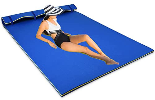 KLYDBMYT Splash Pool Float Water Blanket Mattress Swimming Pool Foam Floating Mattress Smooth Soft Comfortable Water Pad Bed Mat for Sunbathing,Blue,1.8mx0.6mx3.3cm