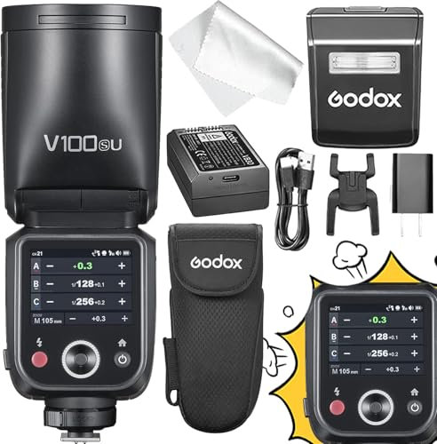 GODOX V100 S GODOX Flash for Sony – Global Shutter,Touchscreen Control,100W TTL Camera Flash GODOXV1 for Sony Upgraded,70 Full Power Consecutive Flashes, Camera Flash for a7iii etc
