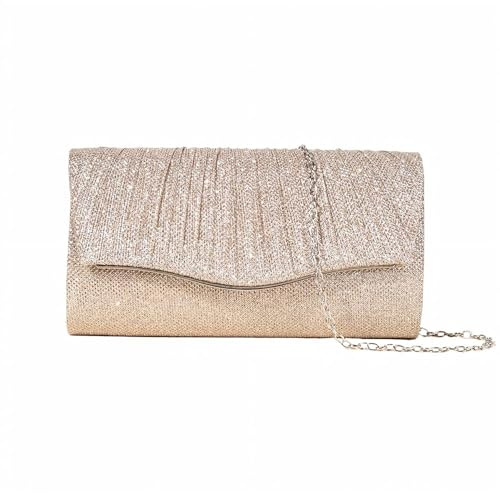 TTPSRY Elegante Abendtasche Damen Clutch Umhängetasche Klein Handtasche Brauttasche mit Glitzer und Abnehmbarer Kette