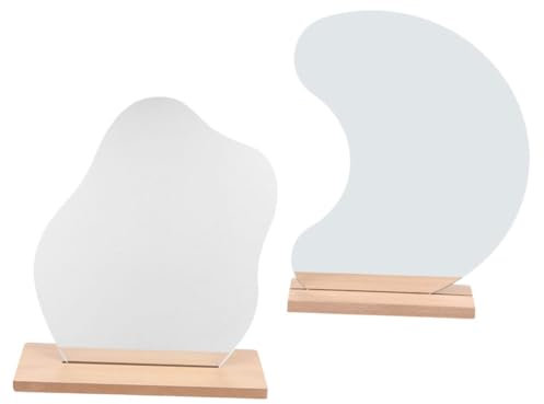 Gogogmee Kosmetikspiegel Tischspiegel Ohne Rahmen Mit Holzsockel Verstellbare Makeup Spiegel Für Schminktisch Friseur Badezimmer Und Desktop Dekoration