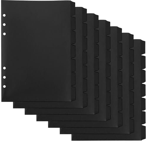 Alovez 7 Stück Trennblätter A5, 6 Löcher Seitentrenner Notizbuch Trennblätte, 21cm x 14.2cm Kunststoff Ordner Trennblätter Ordner Register für Ordner A5 Ringbuch, Planer, Notizbuch, Schwarz