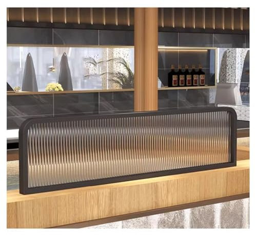 Glas-Trennwände für Essbereiche, elegant, gestreift, Restaurant-Dekoration, Arbeitsplatte, Schreibtisch, Trennwand, modern, freistehend, für Zuhause oder Büro (schwarz, 80 x 25 cm)