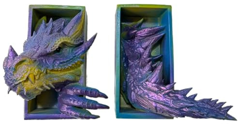 Drachen-Buchstütze, 3D-Design, springt aus dem Regal, Verwendung zwischen Büchern oder am Ende eines Bücherregals oder Einer Bücherecke, Fantasy-Drachen-Dekor