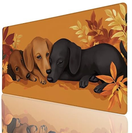 Tapis de Souris xxl 1400x600x3mm, Grand Tapis Bureau Animal, Bords Cousus Antidérapant et Imperméable, Chien Mouse Pad Compatible Clavier Sans fil et Souris Sans Fil, Bureau Gaming Accessoire 8352-GYL
